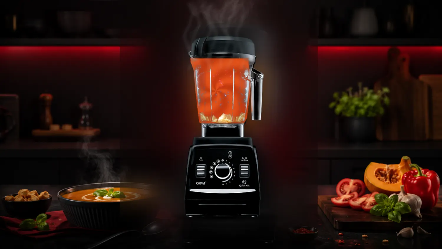 Steaming hot soup ready in the jar